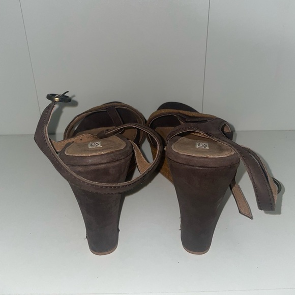Ugg edges woven wedges brown summer wedges ankle strap heels - Picture 5 of 8